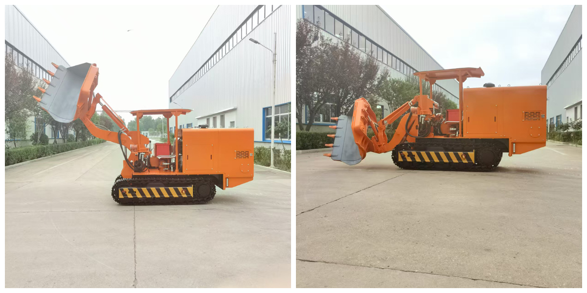 Carregador de rochas com descarga lateral de 100