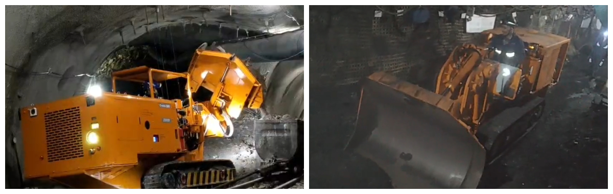 Cargador de rocas con descarga lateral de túnel